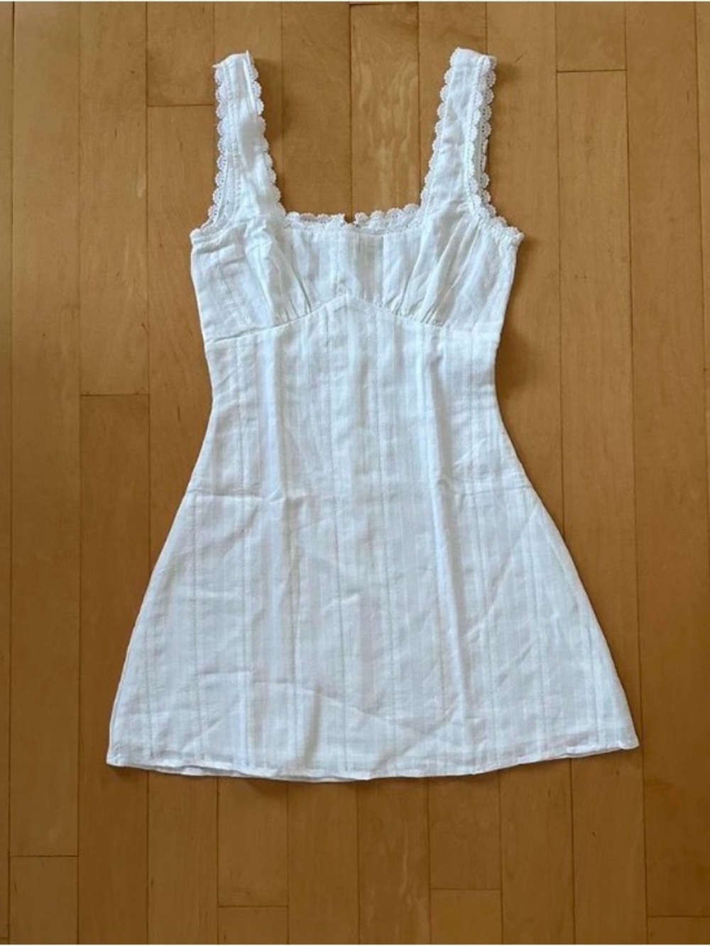 Princess Polly White Sleeveless Lace-Trim Mini Dress